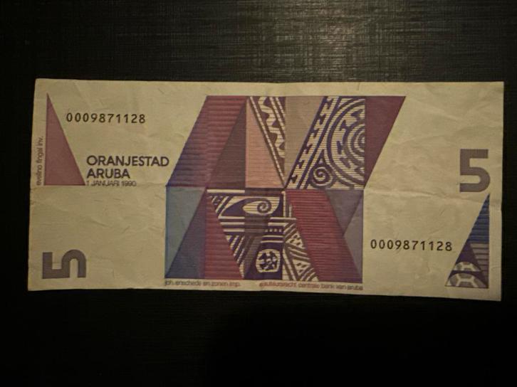 Aruba 5 Florin Biljet - 1990, Postzegels en Munten, Postzegels | Volle albums en Verzamelingen, Buitenland, Ophalen