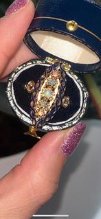 Vintage Gouden Ring met Opaal en Emaille, Goud, Met edelsteen, Ophalen of Verzenden, Ring