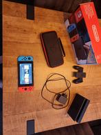 Nintendo switch blauw rood + 64gb sd kaart + hoesje, Ophalen, Zo goed als nieuw, Switch Original