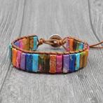 Stijlvolle leren wikkelarmband met luxe regalietstenen, Ophalen of Verzenden, Nieuw