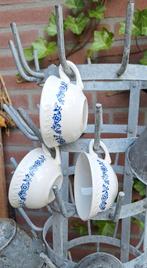 Oude franse theekopjes, 3 x blauw wit, Antiek en Kunst, Antiek | Servies los, Ophalen of Verzenden