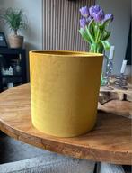 Ronde lampenkap Uniqq velours mosterdgeel Ø 25cm, Ophalen, Overige kleuren, 25 tot 50 cm, Rond
