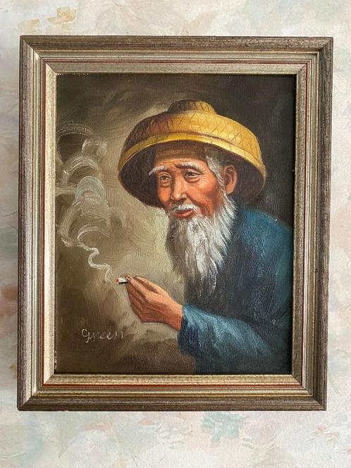 Schilderij .  Javaanse   Man, Antiek en Kunst, Kunst | Niet-Westerse kunst, Ophalen of Verzenden