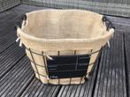 Mand van zwart metaaldraad met jute zak, Overige materialen, Mand, Nieuw, Ophalen of Verzenden