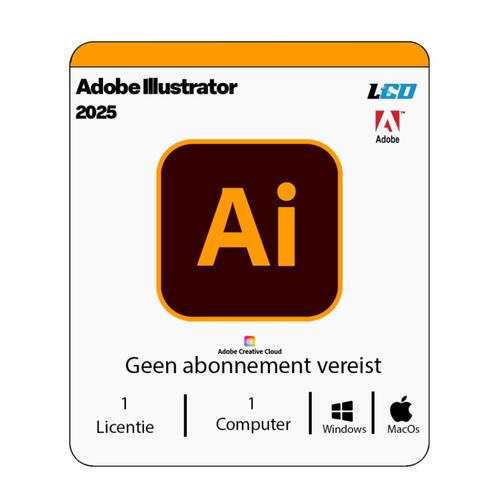 Adobe Illustrator 2025 Origineel NL | Direct Geleverd, Computers en Software, Ontwerp- en Bewerkingssoftware, Nieuw, MacOS, Windows