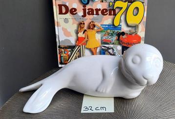 Vintage groot 32 cm Wit beeld zeehond  beschikbaar voor biedingen