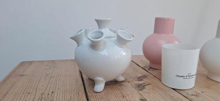 &Klevering Tulpenvaas Wit - Prachtig Design!, Huis en Inrichting, Woonaccessoires | Vazen, Zo goed als nieuw, Wit, Minder dan 50 cm