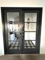 Openslaande deuren interieur met kozijn jaren 20 handgrepen, 215 cm of meer, Gebruikt, 120 cm of meer, Hout
