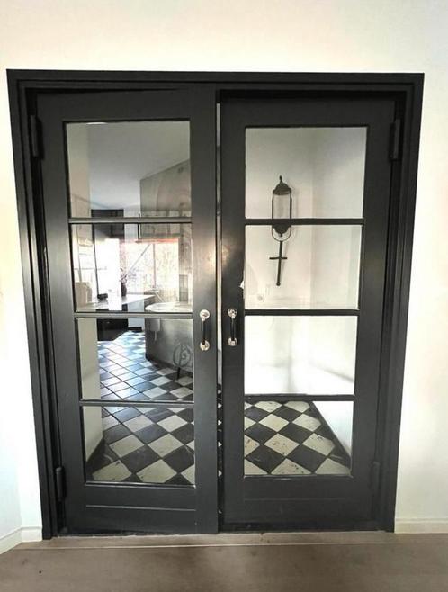 Openslaande deuren interieur met kozijn jaren 20 handgrepen, Doe-het-zelf en Verbouw, Deuren en Horren, Gebruikt, Binnendeur, 215 cm of meer