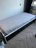 Zwart wit houten bed met lades, Ophalen, Gebruikt, 90 cm, Eenpersoons