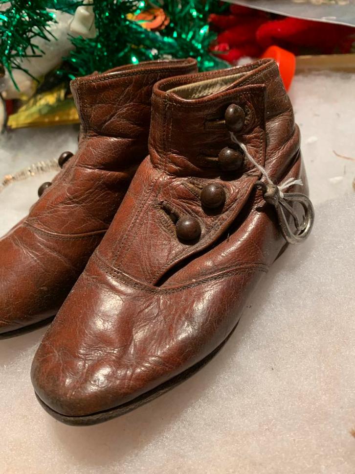 Antieke Knoop Schoentjes, Antiek en Kunst, Antiek | Kleding en Accessoires, Kinderen, Ophalen of Verzenden