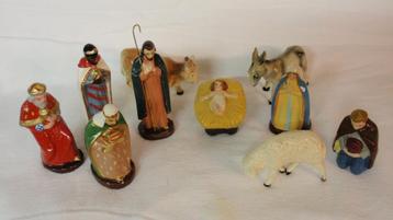 Kerstbeeldjes complete groep Nazaire Beeusaert België 10 st. beschikbaar voor biedingen