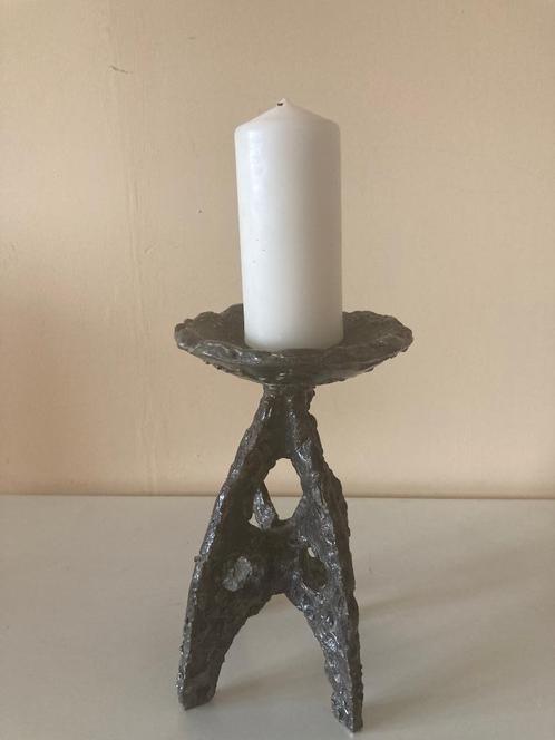 Vintage Brutalist kandelaar, Huis en Inrichting, Woonaccessoires | Kandelaars en Kaarsen, Gebruikt, Kandelaar, Minder dan 25 cm