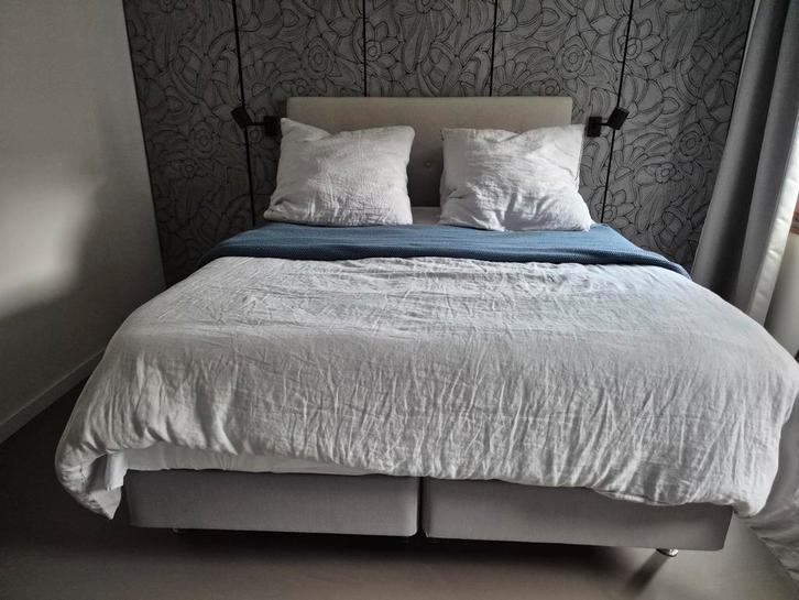 IKEA boxspring 80x200 + Viard hoofdbord 160cm, Huis en Inrichting, Slaapkamer | Bedden, Zo goed als nieuw, Tweepersoons, 80 cm