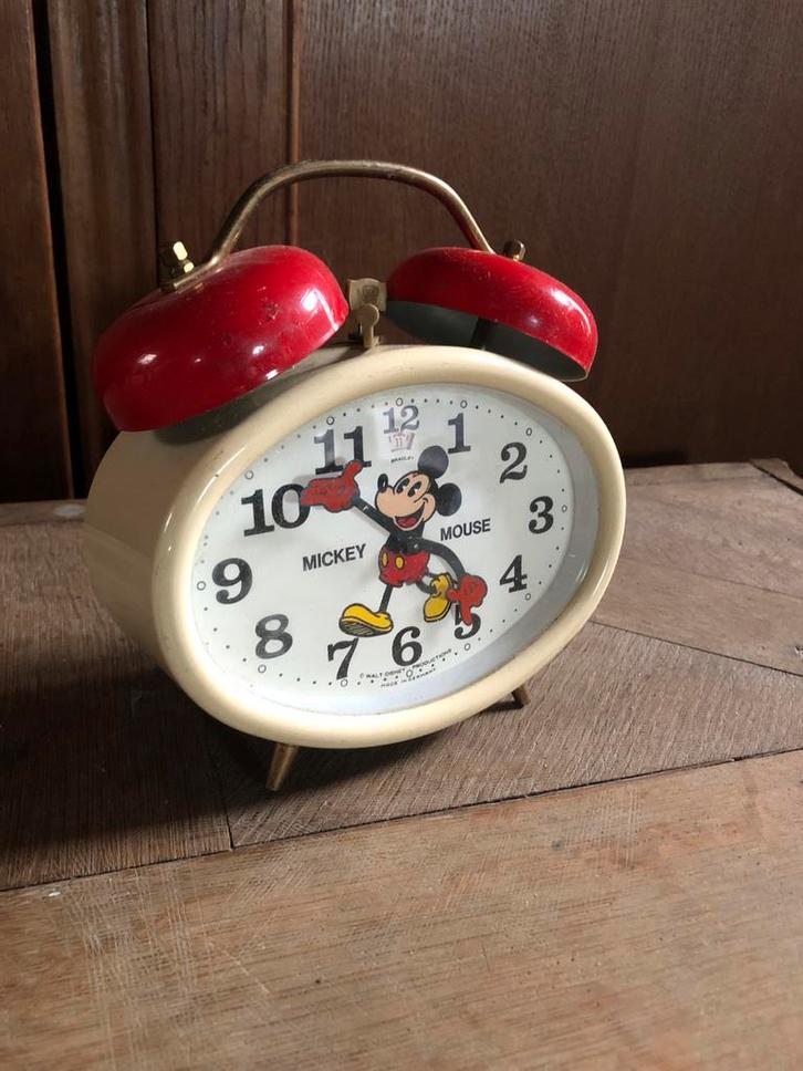 Vintage Mickey Mouse Wekker - Disney - Zeldzaam!, Huis en Inrichting, Woonaccessoires | Klokken, Gebruikt, Wekker of Tafelklok