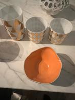 Bloomingville aardewerk/glas nieuw wit met oranje/wit goud, Nieuw, Glas, Ophalen of Verzenden