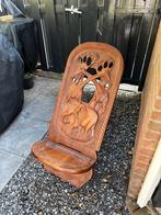 Houten stoel met olifanten houtsnijwerk - Uniek!, Antiek en Kunst, Ophalen of Verzenden