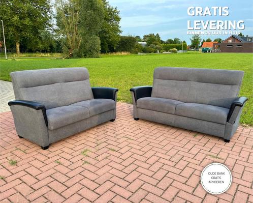 GRATIS LEVERING HEEL NL Antraciet Stoffen Bankstel 3+2,5Zits, Huis en Inrichting, Banken | Bankstellen, Zo goed als nieuw, Rechte bank