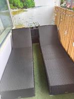 2 Zwarte VidaXL rattan ligbedden 195x60x31 cm (LxBXH), Tuin en Terras, Ligbedden, Ophalen of Verzenden, Zo goed als nieuw, Overige materialen