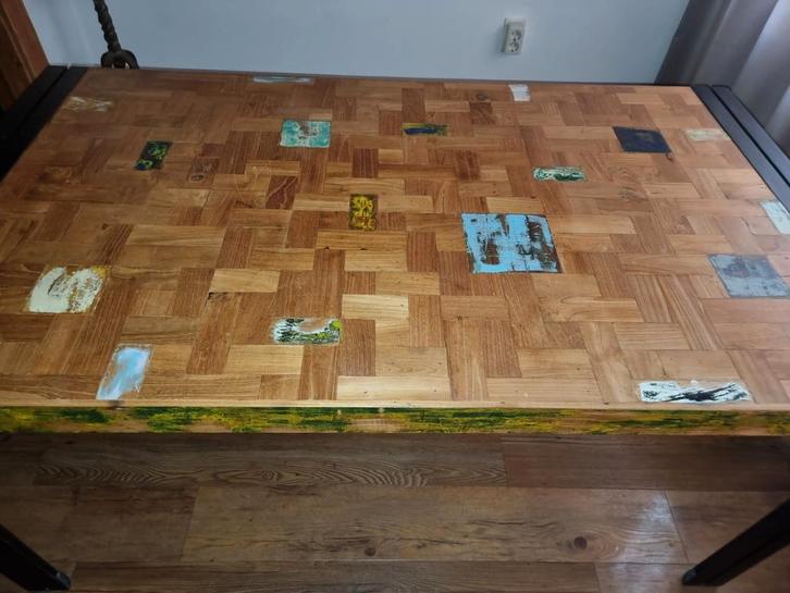 Industriële eettafel, Huis en Inrichting, Tafels | Eettafels, Gebruikt, Ophalen