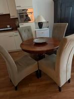Antieke ronde tafel met 4 stoelen, Huis en Inrichting, Tafels | Eettafels, Ophalen, Gebruikt, 100 tot 150 cm, Rond