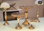 Gouden Taartplateau Set (5 stuks), Huis en Inrichting, Ophalen of Verzenden, Zo goed als nieuw