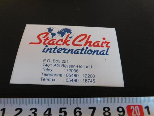 sticker Rijssen Stack Chair  International, Verzamelen, Stickers, Zo goed als nieuw, Bedrijf of Vereniging, Ophalen