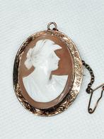 Antieke gouden cameo broche- hanger, England 19 eeuw, Minder dan 4 cm, Ophalen of Verzenden, Zo goed als nieuw, Goud