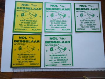 sticker oud Nol vd Besselaar Waalwijk tapijt retro winkel 5x beschikbaar voor biedingen