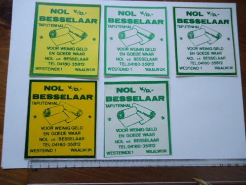 sticker oud Nol vd Besselaar Waalwijk tapijt retro winkel 5x, Verzamelen, Stickers, Zo goed als nieuw, Bedrijf of Vereniging, Verzenden