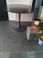 Zwarte Ronde Tafel met Tulip Voet, Gebruikt, Rond, Ophalen of Verzenden, Metaal