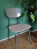 Vintage stoel, grijs met chroom, Huis en Inrichting, Ophalen, Gebruikt, Hout, Eén