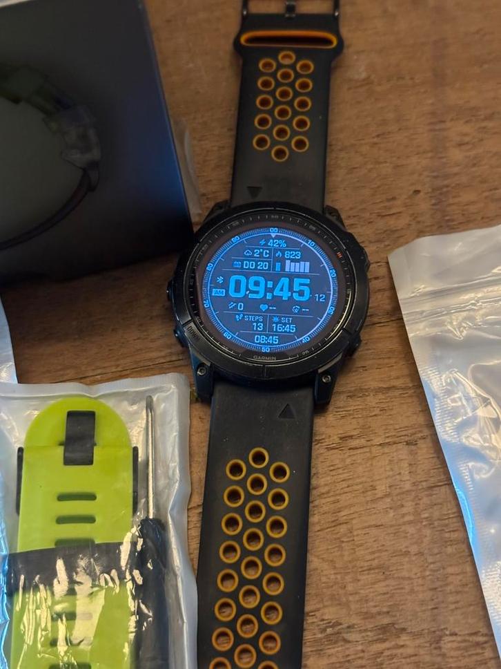 Garmin Fenix 7X Sapphire Solar Edition - Topsporthorloge, Sieraden, Tassen en Uiterlijk, Smartwatches, Gebruikt, Android, Zwart