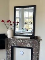 Zwart, langwerpig, facet geslepen spiegel - 100x70, Ophalen, 100 tot 150 cm, Zo goed als nieuw, Rechthoekig