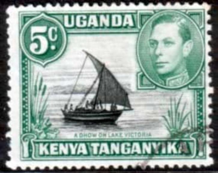 Kenya Uganda en Tanganyika 1938 KGVI zwart groen 5C gebruikt, Postzegels en Munten, Postzegels | Afrika, Gestempeld, Overige landen