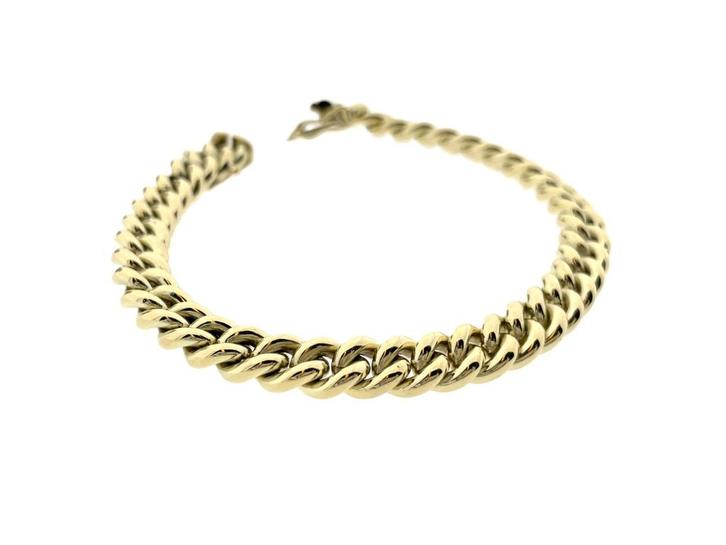 14 Karaat Massief Gouden Gourmet Schakel Armband - 18 cm / 7, Sieraden, Tassen en Uiterlijk, Armbanden, Zo goed als nieuw, Goud