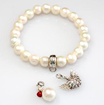 Thomas Sabo Sterling Zilver Parel Armband & 2 Charms         beschikbaar voor biedingen