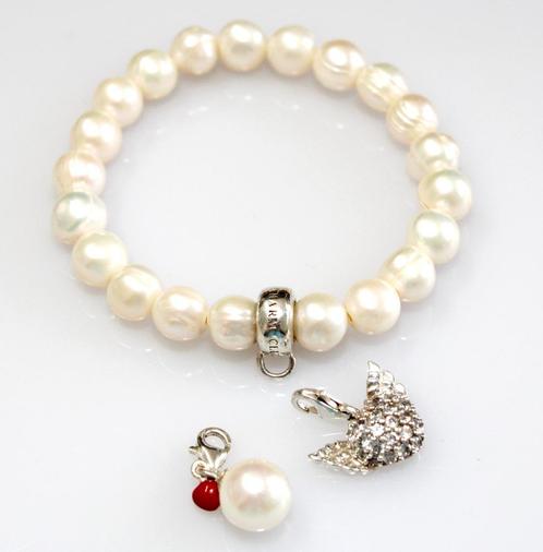 Thomas Sabo Sterling Zilver Parel Armband & 2 Charms, Sieraden, Tassen en Uiterlijk, Armbanden, Zo goed als nieuw, Zilver, Zilver