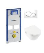 TOILETSET GEBERIT met toiletpot VILLEROY & BOCH en DRUKPLAAT, Ophalen, Nieuw