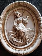 Medaillon Plaquette in reliëf vintage Maria en kind, Ophalen of Verzenden