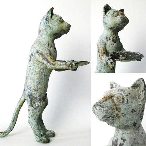Groen gepatineerd beeld Kat butler n. Diego Giacometti, Antiek en Kunst, Curiosa en Brocante, Ophalen of Verzenden
