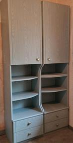 2 groene kasten met lades en vakken, Huis en Inrichting, Kasten | Boekenkasten, Ophalen, Gebruikt, 50 tot 100 cm, Modern