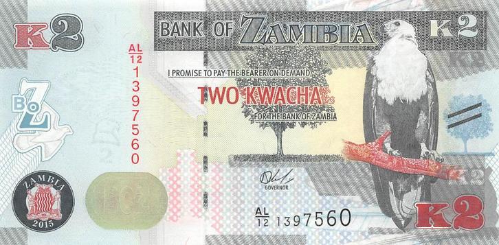 Zambia 2 Kwacha 2015 Unc pn 56a, Postzegels en Munten, Bankbiljetten | Afrika, Los biljet, Zambia, Ophalen of Verzenden