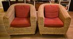 Twee rieten fauteuils verstevigd en comfortabel, Ophalen, Gebruikt, 75 tot 100 cm, 50 tot 75 cm
