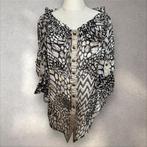 Ikito Black White 100% Silk Blouse Abstract Print Size 44, Ophalen of Verzenden