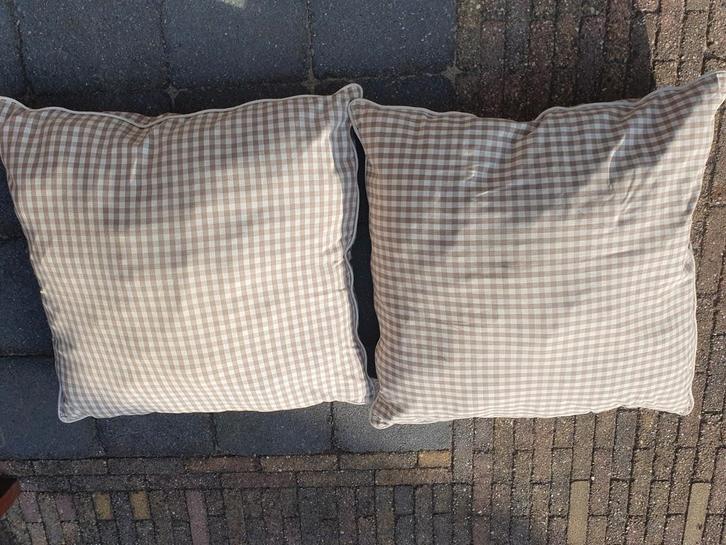Landelijke grote kussens, 2x en geblokt. Als nieuw!, Huis en Inrichting, Woonaccessoires | Kussens, Zo goed als nieuw, Vierkant