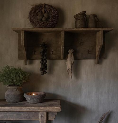 Oud houten regaal/kapstok  Aura Peeperkorn, Huis en Inrichting, Woonaccessoires | Kapstokken, Nieuw, Wandkapstok, Minder dan 100 cm