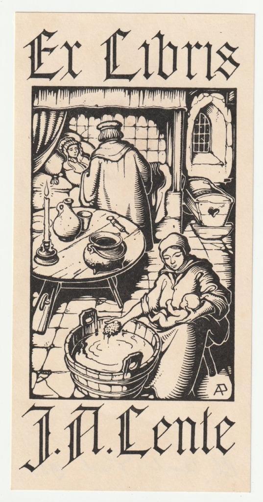 Ex Libris J.H. Lente door Anton Pieck, Antiek en Kunst, Kunst | Etsen en Gravures, Verzenden