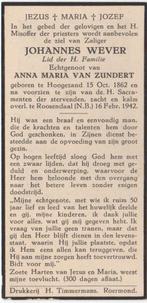 Johannes Wever 1862 Hoogezand + 1942 Roosendaal, 79 jaar, Verzamelen, Bidprentjes en Rouwkaarten, Verzenden