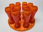 # 10 Vintage oranje glazen. glas of vaasjes. Leuk bij WK, EK, Ophalen of Verzenden, Gebruikt, Bierglas